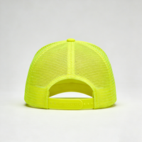 Casquettes de camionneur personnalisées vintage jaune fluo néon, 5 panneaux, en maille unie, avec fermeture snapback en mousse, pour le streetwear extérieur