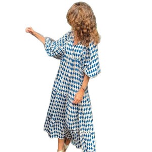 Vestido Holgado Geométrico de Estilo Bohemio con Cuello Redondo y Mangas Farol para Mujer de Talla Grande Europea y <span class=keywords><strong>Americana</strong></span> - Product Image 5