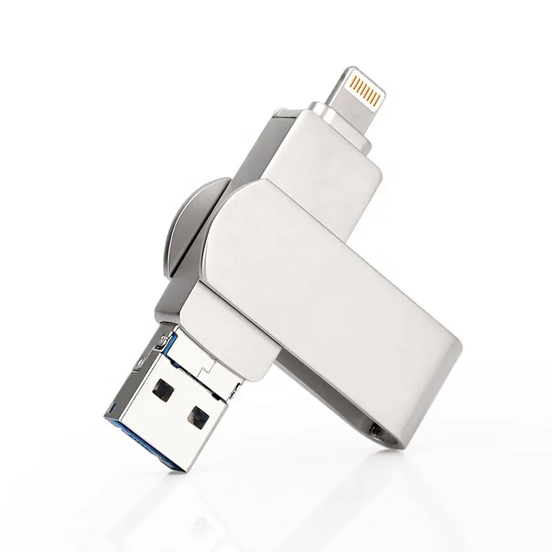 2024 nuovo arrivo LOGO personalizzato in metallo USB 2.0 3.0 stick ad alta velocità OTG 3 in 1 metallo usb flash drive per telefono e micro usb e pc