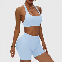 Ensemble de yoga QIFA 0307+0301 pour femmes : soutien-gorge de sport + short push-up, vêtements de fitness, vêtements de sport, vêtements de course à pied, Conjunto De Yoga