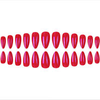 Ongles artificiels longs et brillants rouges, forme amande, à presser, réutilisables, pour manucure quotidienne féminine
