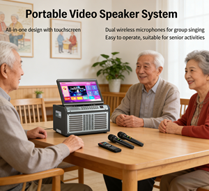 Sistema de Karaoke Profesional GENCE High para el Hogar con Pantalla Táctil Inteligente, Micrófonos Inalámbricos Duales y Batería - Product Image 5