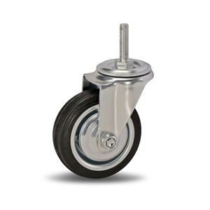 Schwarzes M10mm Bolzen-Rollenrad aus Gummi, 75x23, Tragkraft 50kg, Schraubbefestigung - Product Image 2