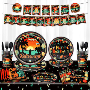 Décoration de fête de retraite joyeuse, vaisselle jetable colorée pour hommes et femmes, fournitures de fête de départ et de remerciement - Product Image 1