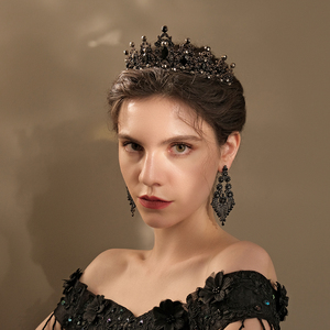 Serre-tête de mariée baroque en diamant, couronne colorée en cristal et bijoux pour mariage, Halloween, danse - Product Image 6