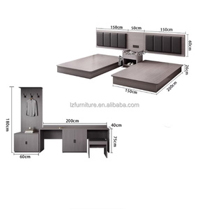 Inexpensive Modern Hotel Bedroom Furniture Set Complete King Size Wood Bed Frame with <b>Headboard</b> Nightstand TV Stand Desk Closet - Product Image 6