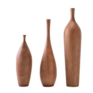 Scultura Vaso in Legno Massello Intagliato a Mano, Arte Decorativa Astratta Moderna da Pavimento, Marca <span class=keywords><strong>RUYA</strong></span>, 12.4x39.4cm, Riutilizzabile per la Casa - Product Image 1
