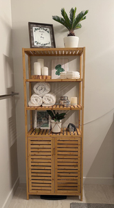 <span class=keywords><strong>Meuble</strong></span> de rangement à portes à lattes en bambou lisse SYT pour comptoir de bar, étagère de rangement de 33 cm de profondeur pour coin snack - Product Image 5