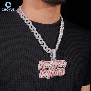 Custom Luxury Enamel Fully Moissanite Name <b>Pendant</b> <b>Solid</b> 925 Sterling Silver <b>Gold</b> Plated VVS Moissanite Iced Out Hip Hop Jewelry - Product Image 3