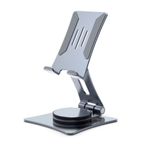 Support de tablette ergonomique pivotant à 360° en aluminium, support de bureau en métal, hauteur réglable, pliable, pour iPad jusqu'à 12,9 pouces