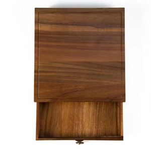 Solid Wood Drawer Style Acacia Wood Pull Out <b>Vintage</b> Jewelry <b>Box</b> Square Dark Brown Desktop Storage <b>Box</b> - Product Image 1