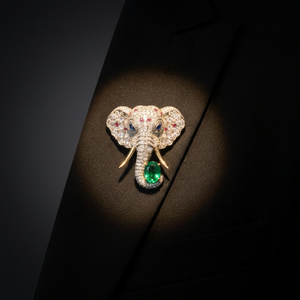 Broche de Plata de Ley con Piedra Verde Elefante para Niños, Pin de Solapa, Joyería de Destaque para Sherwani, Regalo para Fiesta de Boda - Product Image 2