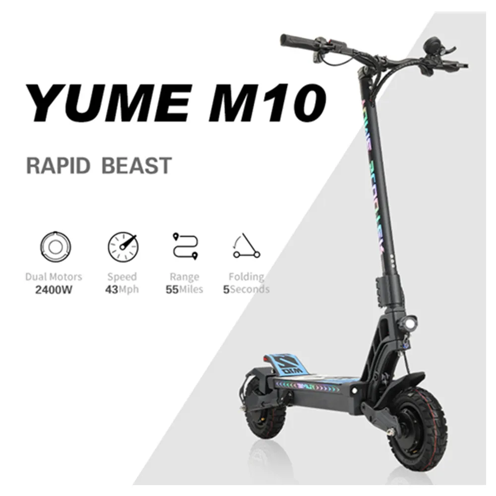 YUME M10 новый дизайн двойной мотор электрический скутер 60v 2400w 2 колеса Электрический велосипед складной e скутер, способный преодолевать Броды для взрослых