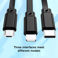 Kabel Pengisi Daya USB 3 in 1 Langsung dari Pabrik, Pengisi Daya Cepat Tipe-C, Kabel Data Retractable untuk Aksesoris Ponsel Android dan IOS