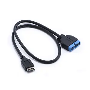 30厘米黑色USB 3.1 E型公到IDC 20Pin公电缆，用于主板传输扩展电缆