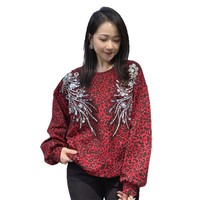 T-shirt à manches longues et col court imprimé léopard pour femmes de style européen automne hiver nouveau haut tendance Version coréenne T-shirt Plus