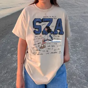 تي شيرت SZA كلاسيكي تي شيرت لأيام سعيدة SOS ألبوم ألبوم موسيقى قميص مخصص رسومات تي شيرت هودي جيرسي تي شيرت هدية للمعجبين