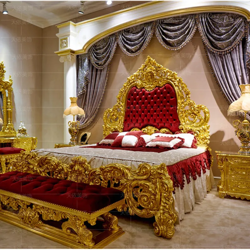 Sıcak satış avrupa yatak odası takımı ev yeni tasarım büyük kraliyet lüks klasik yatak odası takımı