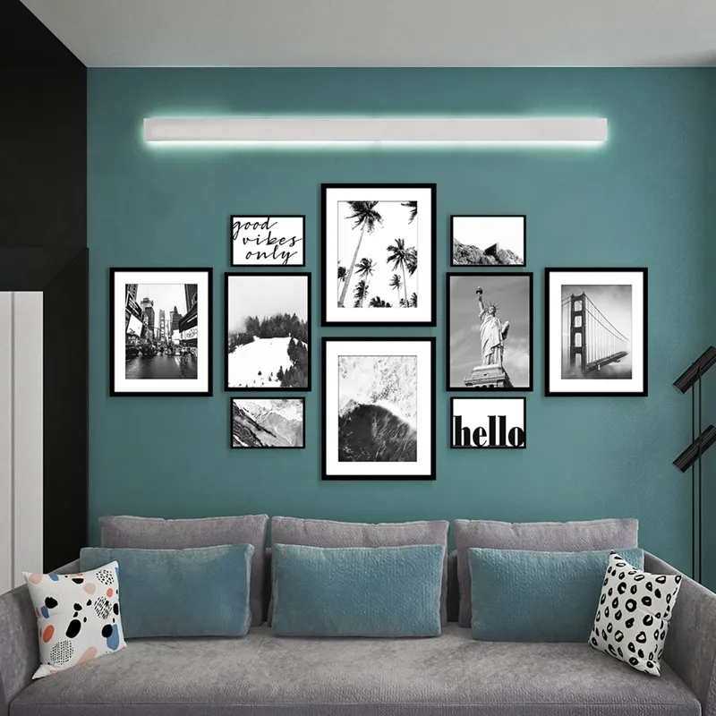 EAGLEGIFTS 홈 장식 빈티지 미국 스타일 플라스틱 사진 프레임 10 Pcs 블랙 화이트 현대 액자 벽 아트 세트