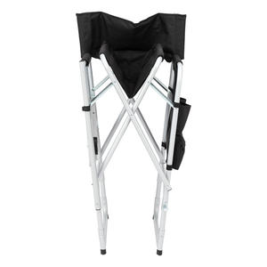 Silla de director DB 103*60*499cm 120kg Capacidad Superficie de tela negra Tubo de hierro redondo rociado de plástico Plata Blanco Cómodo" - Product Image 6