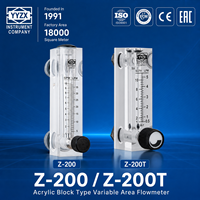 Débitmètre d'air et d'eau à montage sur panneau KIO Série Z-200/Z-200T 1/4" BSPT avec vanne, débitmètre en bloc acrylique solide