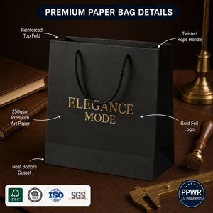 Sacs en papier kraft écologiques avec logo personnalisé pour les centres commerciaux, les supermarchés et la promotion des magasins de détail - Product Image 2