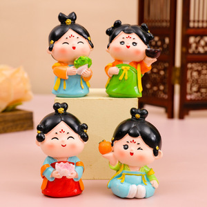 Yu Mo Craft – ensemble de figurines de dame de la dynastie Tang, jouet décoratif de style chinois, cadeau de bureau pour filles - Product Image 1