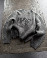 Pull-over en maille brossée épaisse, teint en fil, doux et moelleux, style décontracté, coupe ample, avec découpes, pour l'hiver