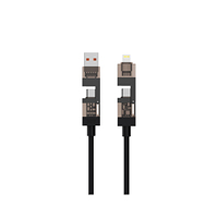 Câble de données Type-C 4-en-1 à charge rapide PD 240W avec cordon souple en PVC tressé, compatible Carplay et Carlife pour téléphone, tablette, ordinateur portable