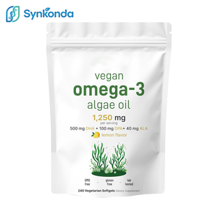 Huile d'algues oméga 3 végétalienne 240 gélules végétales Alternative à l'huile de poisson Complément alimentaire pour adultes <span class=keywords><strong>DHA</strong></span> 500 mg DPA 100 mg à base de plantes - Product Image 1