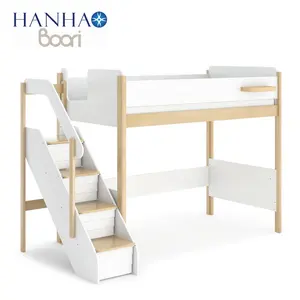 仅B2B Boori AS/NZS 4220标准节省空间单双人尺寸木质儿童阁楼床架，带储物空间