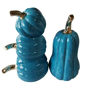 Halloween decoration pumpkin glaze water ceramic sky blue pumpkin ornaments Ceramic Halloween decoration