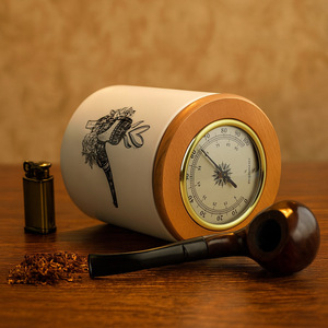 Ceramic Tobacco Jar With Hygrometer Tube Shape Moisture Proof Storage For Cigar Cases Humidors - Product Image 1