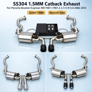 ระบบท่อไอเสีย Boska Catback สำหรับ <span class=keywords><strong>Porsche</strong></span> Boxster/<span class=keywords><strong>Cayman</strong></span> 987.1 <span class=keywords><strong>2.7</strong></span>/2.9/3.4 ปี <span class=keywords><strong>2008</strong></span>-2012 ผลิตจาก SUS304 พร้อมวาล์วควบคุมเสียง - Product Image 1