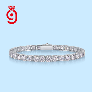 Bracciale Tennis moda 5mm VVS Moissanite con diamanti lusso da donna <span class=keywords><strong>uomo</strong></span> oro <span class=keywords><strong>925</strong></span> argento Sterling Unisex bracciale gioielli in Mossanite - Product Image 1