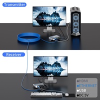 Extenseur HDMI USB SYONG 4K 60M 196FT Câble Ethernet Cat5e/Cat6 Transmetteur Récepteur HDMI KVM Contrôle Clavier Souris USB