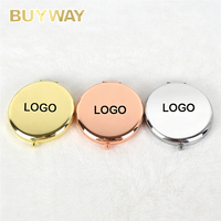 Vente en gros mignon mini miroir de poche compact personnalisable 2x logo personnalisé de poche en or pour fer à repasser sac à main personnalisé