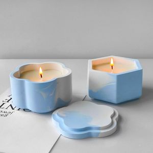 Candele rotonde con coperchio stampo in Silicone con stampo di ricarica per candele, barattolo di candela stampo in Silicone per cemento Jesmonite - Product Image 4