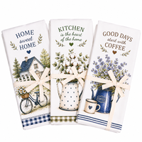 Essuie-tout en coton personnalisé pour la décoration intérieure, motif floral de maison de campagne et jardin en aquarelle, absorbant, pour la cuisine