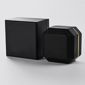 FANXI Custom logo <b>Black</b> Microfiber Jewelry <b>Box</b> Ring Earrings Pendant Necklace <b>Box</b> Jewelry Packaging Octagonal <b>Box</b> - Product Image 5