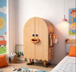 Armoire en bois colorée pour enfants avec étagères réglables, placard pour tout-petits, coins arrondis, meubles de maison sûrs pour la chambre des enfants - Product Image 1