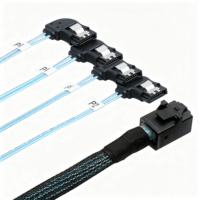 Kabel Koneksi Server Mini SAS SFF-8643 ke 4 SATA 7P Right-Arc