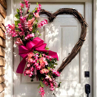 Guirlande en plastique en forme de cœur pour la Saint-Valentin et les mariages, fleurs artificielles de haute qualité faites à la main, décoration d'intérieur, ornement suspendu