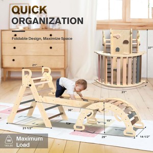Montessori 2-năm-tuổi biến đổi leo núi Tam giác thiết lập bằng gỗ trong nhà sân chơi nhà phòng tập thể dục trẻ em phòng ngủ ăn uống bằng gỗ bé phòng tập thể dục - Product Image 6