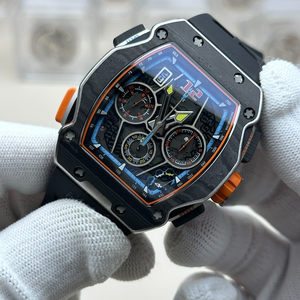 นาฬิกาหรูสำหรับผู้ชาย 65-01 สไตล์แม็คลาเรน W1 ออโตเมติก จับเวลาแบบ Split Seconds ตัวเรือนคาร์บอน TPT สายสีส้ม นาฬิกาข้อมือสปอร์ต - Product Image 2