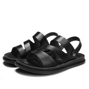 2025 New Designer Leather flat Sandals Fashion <b>Beach</b> Casual <b>Shoes</b> Outdoor Soft Soles Non-slip Men's Handmade Leather Sandals - Product Image 1