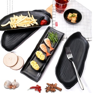 Grosir alat makan restoran plastik tidak pecah piring Sushi melamin persegi panjang 9 inci <span class=keywords><strong>Matte</strong></span> hitam - Product Image 5