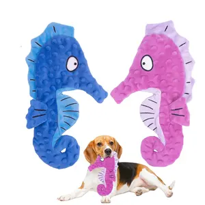 Wholesale Manufacturer Dog Toy No Stuffing Sea Horse Squeaky Plush Dog Toy Pet Dog Toy