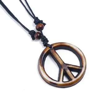 Vintage Lederen Collier Cross Peace Punk Handgemaakte Mannen Ketting Hanger Lichaam Choker Ketting Mannen Kettingen