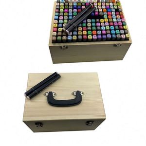 Boîte en bois personnalisée OEM, ensemble de 168 couleurs de marqueurs d'encre à l'alcool permanents à double pointe pour le dessin scolaire et la papeterie - Product Image 2